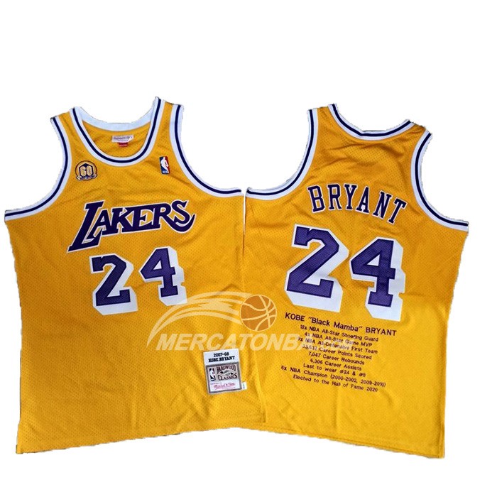 Maglia Los Angeles Lakers Kobe Bryant Giallo